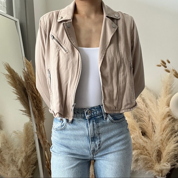Abercrombie & Fitch Cropped Beige Cream Moto Utility Jacket - Picture 6 of 14